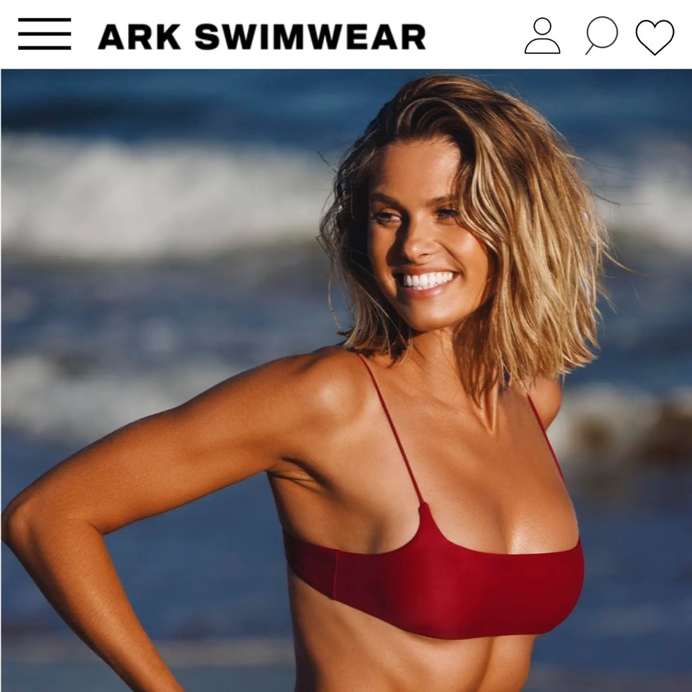 Arc Swimwear Burgundy Square Bikini Top and Cheekys Bikini Bottoms - Size M